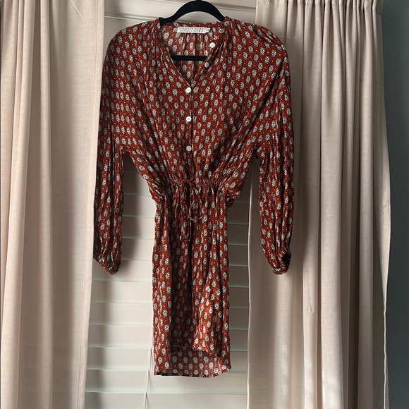 Christy Dawn Dresses & Skirts - Christy Dawn Rust Floral Midi Dress – Deadstock Fabric, Size Small